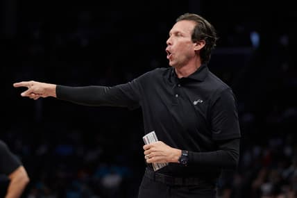 Mar 25, 2022; Charlotte, North Carolina, USA; Utah Jazz head coach Quin Snyder gives instructions during the first quarter against the Charlotte Hornets at Spectrum Center. Mandatory Credit: Brian Westerholt-USA TODAY Sports