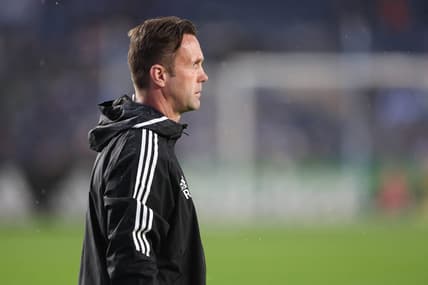 May 14, 2022; New York, New York, USA; New York City FC head coach Ronny Deila looks on against the Columbus Crew during the first half at Yankee Stadium. Mandatory Credit: Vincent Carchietta-USA TODAY Sports