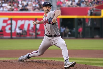 May 30, 2022; Phoenix, Arizona, USA; Atlanta Braves starting pitcher Spencer Strider (65) throws a pitch against the Arizona Diamondbacks during the fourth inning at Chase Field. Mandatory Credit: Joe Camporeale-USA TODAY Sports