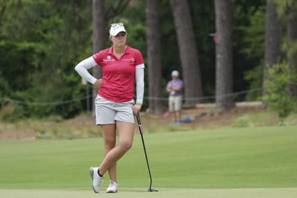 Jun 3, 2022; Southern Pines, North Carolina, USA; Jennifer Kupcho on the green during the second round of the U.S. Women's Open. Mandatory Credit: David Yeazell-USA TODAY Sports