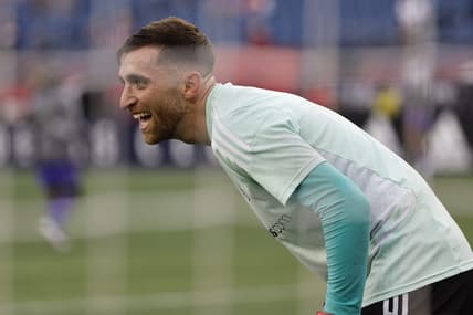 May 28, 2022; Foxborough, Massachusetts, USA; New England Revolution goalkeeper Matt Turner (30) smiles before their game against the Philadelphia Union at Gillette Stadium. Mandatory Credit: Winslow Townson-USA TODAY Sports