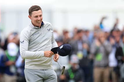 Jun 19, 2022; Brookline, Massachusetts, USA; Matt Fitzpatrick reacts after winning the 2022 U.S. Open golf tournament. Mandatory Credit: Aaron Doster-USA TODAY Sports