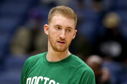 Jan 29, 2022; New Orleans, Louisiana, USA; Boston Celtics forward Sam Hauser (30) before their game against the New Orleans Pelicans at the Smoothie King Center. Mandatory Credit: Chuck Cook-USA TODAY Sports