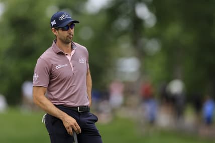 Jun 2, 2022; Dublin, Ohio, USA; Cameron Tringale waits to putt on the eighth green during the first round of the Memorial Tournament. Mandatory Credit: Aaron Doster-USA TODAY Sports