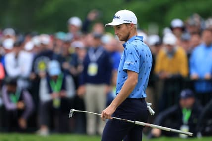 Jun 19, 2022; Brookline, Massachusetts, USA; Will Zalatoris looks on from the 18th green during the final round of the U.S. Open golf tournament. Mandatory Credit: Aaron Doster-USA TODAY Sports