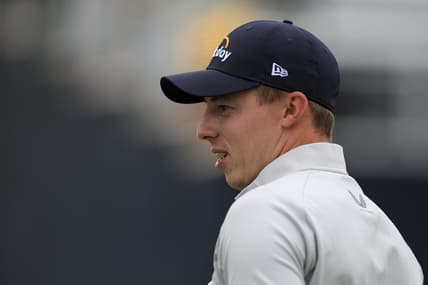 Jun 19, 2022; Brookline, Massachusetts, USA; Matthew Fitzpatrick poses for a photo with the US Open Championship Trophy after the final round of the U.S. Open golf tournament at The Country Club. Mandatory Credit: Aaron Doster-USA TODAY Sports