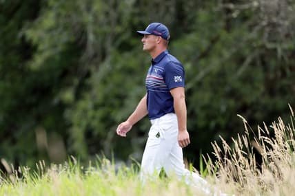 Jul 2, 2022; Portland, Oregon, USA; Bryson DeChambeau walks up the fairway on the seventh hole during the final round of the LIV Golf tournament at Pumpkin Ridge Golf Club. Mandatory Credit: Soobum Im-USA TODAY Sports