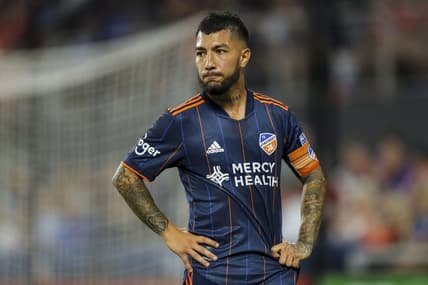 Jul 9, 2022; Cincinnati, Ohio, USA; FC Cincinnati midfielder Luciano Acosta (10) during the second half against the New York Red Bulls at TQL Stadium. Mandatory Credit: Katie Stratman-USA TODAY Sports