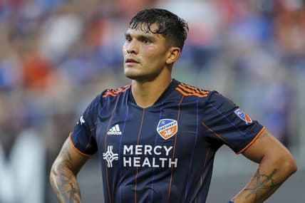 Jul 9, 2022; Cincinnati, Ohio, USA; FC Cincinnati forward Brandon Vazquez (19) stands on the field in the first half against the New York Red Bulls at TQL Stadium. Mandatory Credit: Katie Stratman-USA TODAY Sports