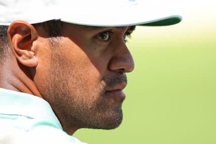 Jul 24, 2022; Blaine, Minnesota, USA; Tony Finau looks on during the final round of the 3M Open golf tournament. Mandatory Credit: Matt Krohn-USA TODAY Sports