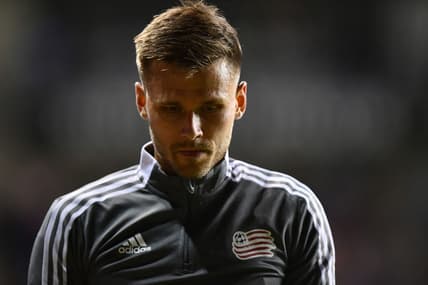 Sep 3, 2021; Philadelphia, Pennsylvania, USA; New England Revolution midfielder Arnor Traustason (25) leaves the field after a red card ejection in the second half against the Philadelphia Union at Subaru Park. Mandatory Credit: Kyle Ross-USA TODAY Sports