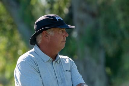 Nov 14, 2021; Phoenix, Arizona, USA; Kirk Triplett stands aside the tee of the seventh and awaits his turn to play during the final round of the Charles Schwab Cup Championship golf tournament at Phoenix Country Club. Mandatory Credit: Allan Henry-USA TODAY Sports