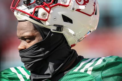 Malik Cunningham watches from the sidelines during practice at Cardinal Stadium on Sunday, April 3, 2021

Showcase34