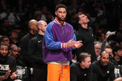 Apr 23, 2022; Brooklyn, New York, USA;  Brooklyn Nets guard Ben Simmons (10) at Barclays Center. Mandatory Credit: Wendell Cruz-USA TODAY Sports