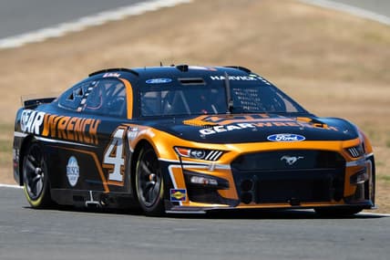Jun 11, 2022; Sonoma, California, USA;  NASCAR Cup Series driver Kevin Harvick (4) practices a day before the race before the start of the NASCAR Truck Series DoorDash 250 at Sonoma Raceway. Mandatory Credit: Stan Szeto-USA TODAY Sports