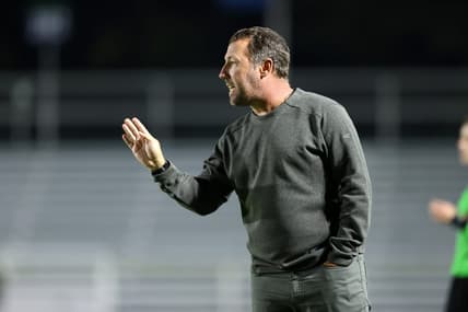 CARY, NC - OCTOBER 13: Head coach Kris Ward of the Washington Spirit during a game between Washington Spirit and North Carolina Courage at Sahlen's Stadium at WakeMed Soccer Park on October 13, 2021 in Cary, North Carolina. Mandatory credit: Andy Mead/ISI Photos via Imagn