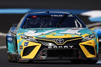 Jul 30, 2022; Speedway, Indiana, USA; NASCAR Cup Series driver Martin Truex Jr. (19) during practice at Indianapolis Motor Speedway Road Course. Mandatory Credit: Mike Dinovo-USA TODAY Sports