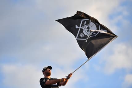 Jul 30, 2022; Chester, Pennsylvania, USA; Philadelphia Union fan waves the flag against the Houston Dynamo at Subaru Park. Mandatory Credit: Eric Hartline-USA TODAY Sports