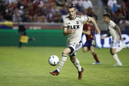 Aug 6, 2022; Sandy, Utah, USA; Los Angeles FC forward Gareth Bale (11) receives the ball in the second half against the Real Salt Lake at Rio Tinto Stadium. Mandatory Credit: Jeffrey Swinger-USA TODAY Sports
