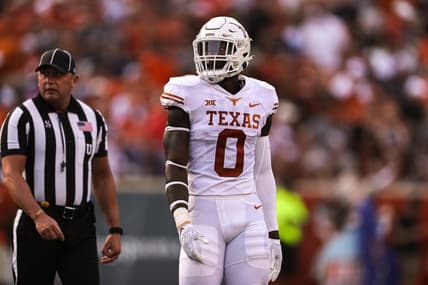 April 23, 2022; Austin, TX, USA; Texas linebacker DeMarvion Overshown (0) takes the field during Texas's annual spring football game at Royal Memorial Stadium in Austin, Texas on April 23, 2022. Mandatory Credit: Aaron E. Martinez-USA TODAY NETWORK