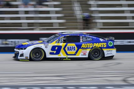 May 21, 2022; Fort Worth, Texas, USA; NASCAR Cup Series driver Chase Elliott (9) during practice for the NASCAR All-Star race at Texas Motor Speedway. Mandatory Credit: Jerome Miron-USA TODAY Sports