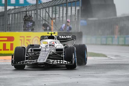 Jun 18, 2022; Montreal, Quebec, CAN; Alpha Tauri driver Yuki Tsunoda of Japan misses the fourteenth turn during the third free practice session at Circuit Gilles Villeneuve. Mandatory Credit: David Kirouac-USA TODAY Sports