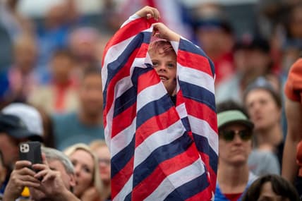 United States women's national soccer team fans cheer on their team as they take on Colombia women's national football team during a friendly at Dick's Sporting Goods Park in Commerce City, Colo. on Saturday, June 25, 2022.

Ftc 0625 Ja Usa Women Soccer 042