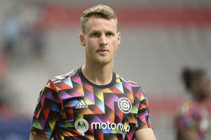 Jul 23, 2022; Vancouver, British Columbia, CAN;  Chicago Fire FC midfielder Fabian Herbers (21) wears a pride jersey during warm up at BC Place. Mandatory Credit: Anne-Marie Sorvin-USA TODAY Sports
