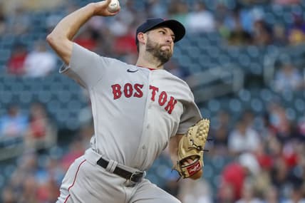 Aug 31, 2022; Minneapolis, Minnesota, USA; Boston Red Sox starting pitcher Michael Wacha (52) throws a pitch against the Minnesota Twins in the second inning at Target Field. Mandatory Credit: Bruce Kluckhohn-USA TODAY Sports