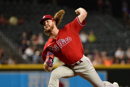 Aug 31, 2022; Phoenix, Arizona, USA;  Philadelphia Phillies starting pitcher Bailey Falter (70) throws in the second inning against the Arizona Diamondbacks at Chase Field. Mandatory Credit: Matt Kartozian-USA TODAY Sports