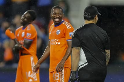 Sep 3, 2022; Cincinnati, Ohio, USA; FC Cincinnati defender Ray Gaddis (28) reacts after the victory over Charlotte FC at TQL Stadium. Mandatory Credit: Katie Stratman-USA TODAY Sports