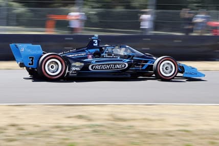 Sep 4, 2022; Portland, Oregon, USA; IndyCar driver Scott McLaughlin (3) drives during Grand Prix of Portland at Portland International Raceway. Mandatory Credit: Soobum Im-USA TODAY Sports