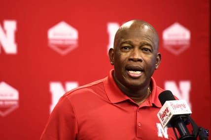 Sep 13, 2022; Lincoln, Nebraska, US; Nebraska Cornhuskers interim head coach Mickey Joseph speaks to the media during a press conference at Memorial Stadium. Mandatory Credit: Kayla Wolf-USA TODAY Sports