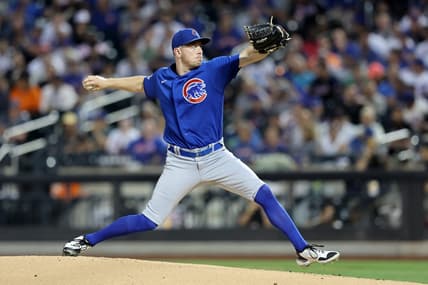 Sep 13, 2022; New York City, New York, USA; Chicago Cubs starting pitcher Adrian Sampson (41) pitches against the New York Mets during the first inning at Citi Field. Mandatory Credit: Brad Penner-USA TODAY Sports