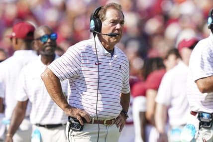 Sep 17, 2022; Tuscaloosa, Alabama, USA; Alabama Crimson Tide head coach Nick Saban at Bryant-Denny Stadium. Mandatory Credit: Marvin Gentry-USA TODAY Sports