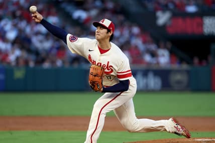 Sep 17, 2022; Anaheim, California, USA;  Los Angeles Angels two-way player Shohei Ohtani (17) pitches during the second inning against the Seattle Mariners at Angel Stadium. Mandatory Credit: Kiyoshi Mio-USA TODAY Sports