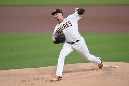Sep 21, 2022; San Diego, California, USA; San Diego Padres starting pitcher Blake Snell (4) throws a pitch against the St. Louis Cardinals during the first inning at Petco Park. Mandatory Credit: Orlando Ramirez-USA TODAY Sports