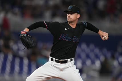 Sep 24, 2022; Miami, Florida, USA; Miami Marlins starting pitcher Braxton Garrett (60) delivers a pitch in the first inning against the Washington Nationals at loanDepot park. Mandatory Credit: Jasen Vinlove-USA TODAY Sports