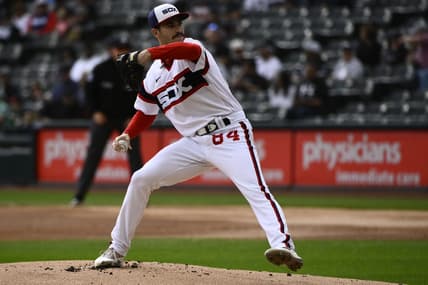 Sep 25, 2022; Chicago, Illinois, USA; Chicago White Sox starting pitcher Dylan Cease (84) throws a pitch against the Detroit Tigers during the first inning at Guaranteed Rate Field. Mandatory Credit: Matt Marton-USA TODAY Sports