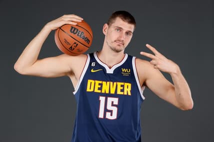 Sep 26, 2022; Denver, CO, USA; Denver Nuggets center Nikola Jokic (15) during media day at Ball Arena. Mandatory Credit: Isaiah J. Downing-USA TODAY Sports