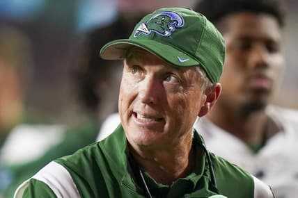 Sep 18, 2021; Oxford, Mississippi, USA; Tulane Green Wave head coach Willie Fritz during their game against the Mississippi Rebels at Vaught-Hemingway Stadium. Mandatory Credit: Marvin Gentry-USA TODAY Sports