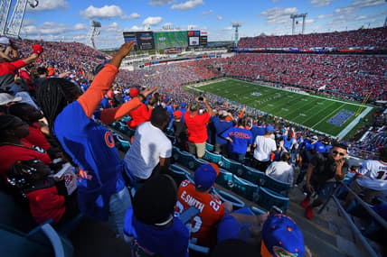 The Florida Gators went into the half trailing the Georgia Bulldogs 24 to 0. The Florida Gators were the home team for this year's annual Florida vs Georgia college football rivalry game at TIAA Bank Field in Jacksonville, Florida Saturday, October 30, 2021.

Jki 103021 Bsfloridageorgia 15