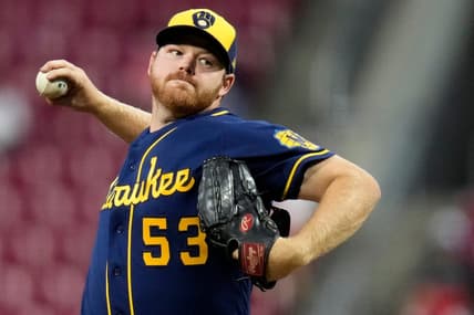 Milwaukee Brewers starting pitcher Brandon Woodruff (53) throws a pitch in the third inning of the MLB National game between the Cincinnati Reds and the Milwaukee Brewers at Great American Ball Park in downtown Cincinnati on Thursday, Sept. 22, 2022.

Milwaukee Brewers At Cincinnati Reds