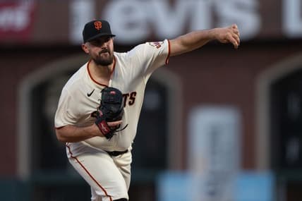 Sep 29, 2022; San Francisco, California, USA;  San Francisco Giants starting pitcher Carlos Rodon (16) pitches during the first inning against the Colorado Rockies at Oracle Park. Mandatory Credit: Stan Szeto-USA TODAY Sports
