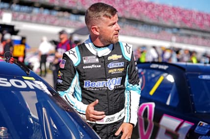 Oct 1, 2022; Talladega, Alabama, USA; NASCAR Cup Series driver Justin Allgaier (62) during qualifying for the YellaWood 500 at Talladega Superspeedway. Mandatory Credit: Jasen Vinlove-USA TODAY Sports