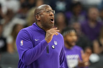 Oct 9, 2022; Sacramento, California, USA; Sacramento Kings head coach Mike Brown during the second quarter against the Portland Trail Blazers at Golden 1 Center. Mandatory Credit: Darren Yamashita-USA TODAY Sports