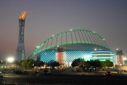 Oct 2 2019; Doha; Qatar; General overall view of Khalifa International Stadium and the Aspire Tower during the IAAF World Athletics Championships. The stadium will be one of the venues for the 2022 FIFA World Cup. Mandatory Credit: Kirby Lee-USA TODAY Sports