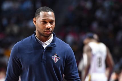 Oct 14, 2022; Birmingham, Alabama, USA; New Orleans Pelicans head coach Willie Green walks to the bench against the Atlanta Hawks in the third quarter at Legacy Arena at BJCC. Mandatory Credit: Larry Robinson-USA TODAY Sports