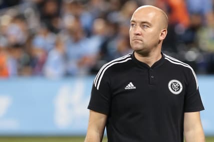 Oct 17, 2022; Flushing, New York, USA; New York City head coach Nick Cushing in action before the game against Inter Miami at Citi Field. Mandatory Credit: Tom Horak-USA TODAY Sports