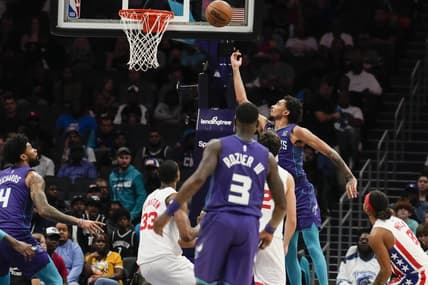 Nov 5, 2022; Charlotte, North Carolina, USA; Charlotte Hornets guard James Bouknight (2) goes to the basket against the Brooklyn Nets during the second quarter at Spectrum Center. Mandatory Credit: Jim Dedmon-USA TODAY Sports